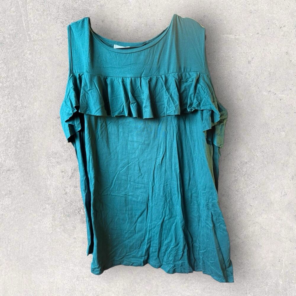 White Birch 3XL Cold Shoulder Teal Long Sleeve Shirt
